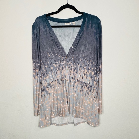 LOGO Lori Goldstein Ombré Brush Pattern Tunic